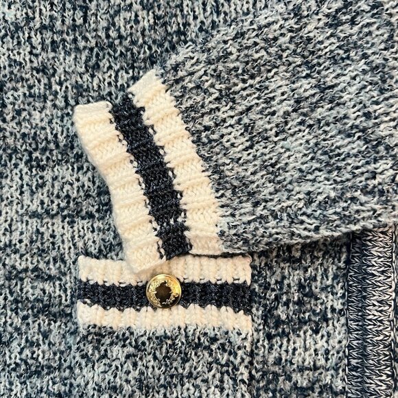 Lilly Pulitzer Beckington Cardigan Abaco Blue Marl Size Large Sweater Tweed - Picture 3 of 10